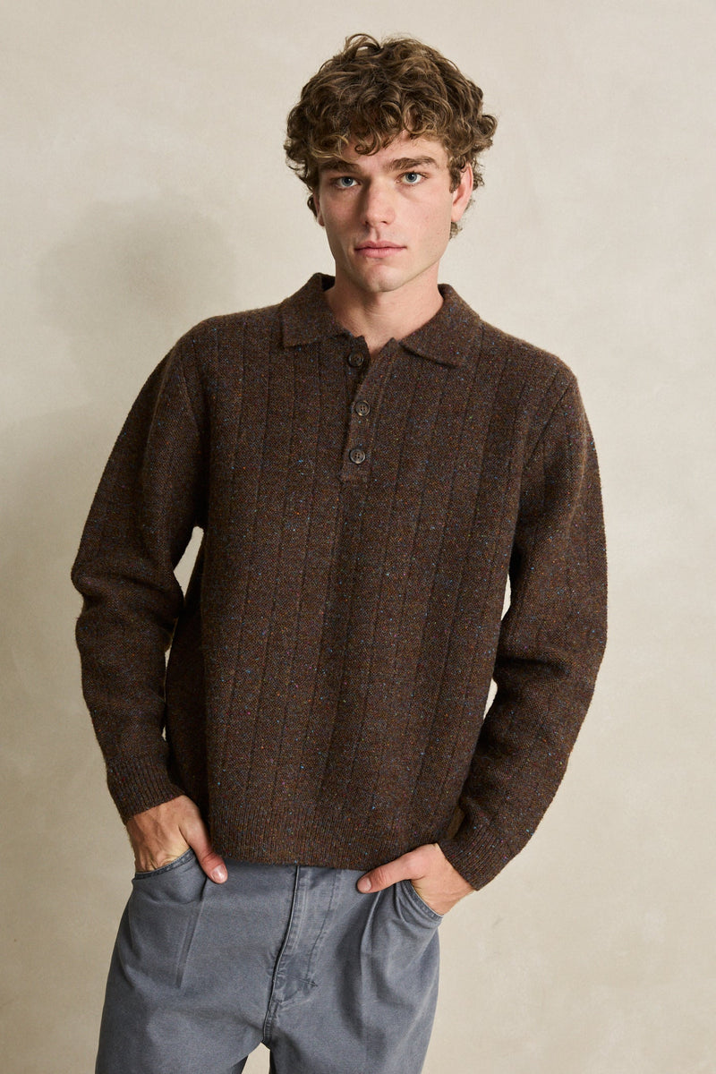 Vintage Ls Knit Polo Chocolate – Rhythm US