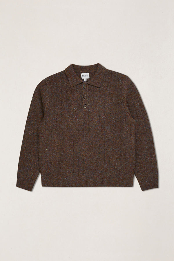 Vintage Ls Knit Polo Chocolate – Rhythm US