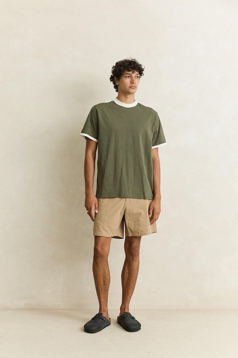 Sports Ringer Ss T-Shirt Olive – Rhythm US