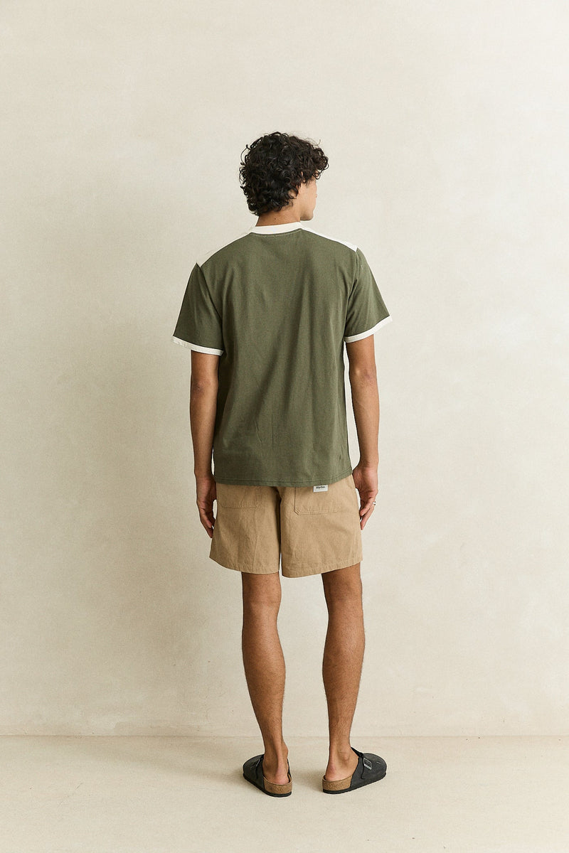 Sports Ringer Ss T-Shirt Olive – Rhythm US