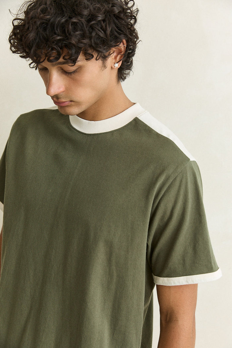 Sports Ringer Ss T-Shirt Olive – Rhythm US