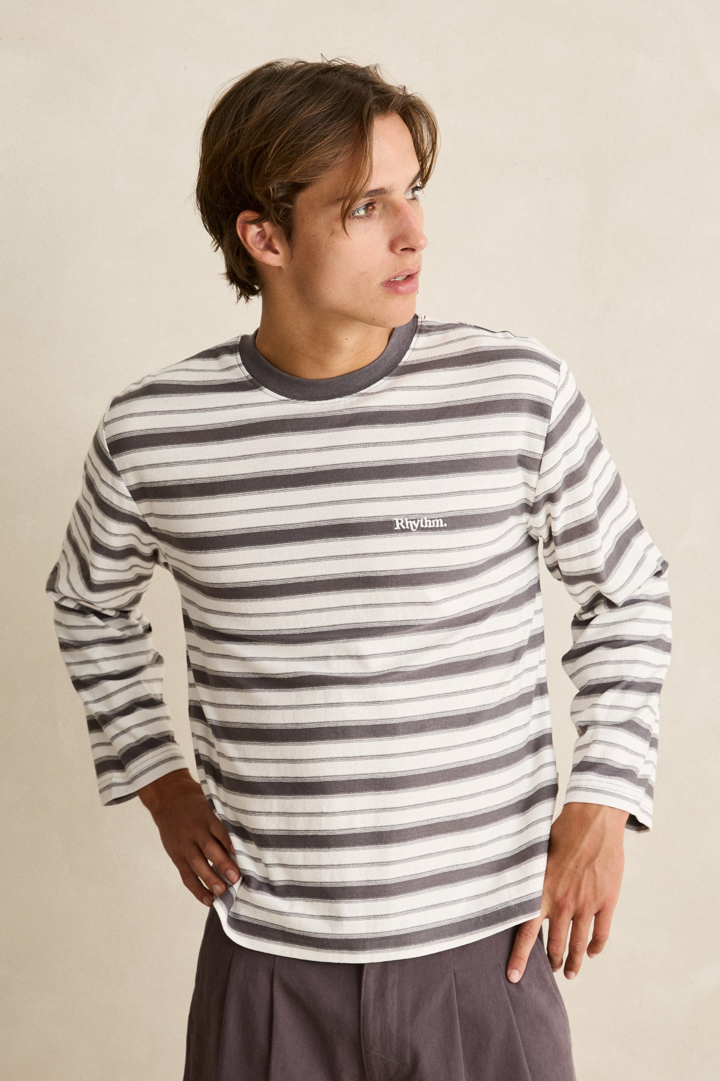 SUBARHILL STRIPE LONG SLEEVE TEE サイズ3 Stripe Wide Sleeve Ls T-Shirt Ash – Rhythm US