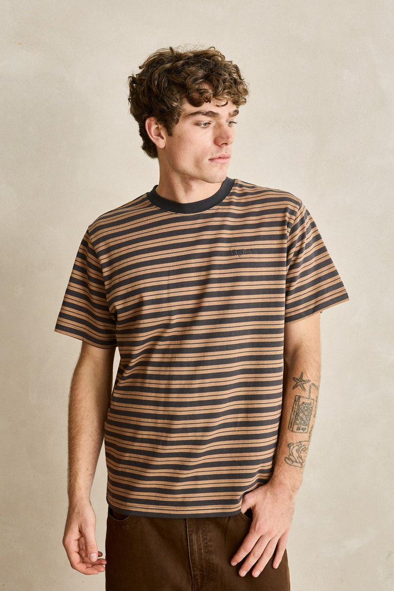 vintage tobacco t shirts Manarola Vintage Stripe Ss T-Shirt Tobacco XS