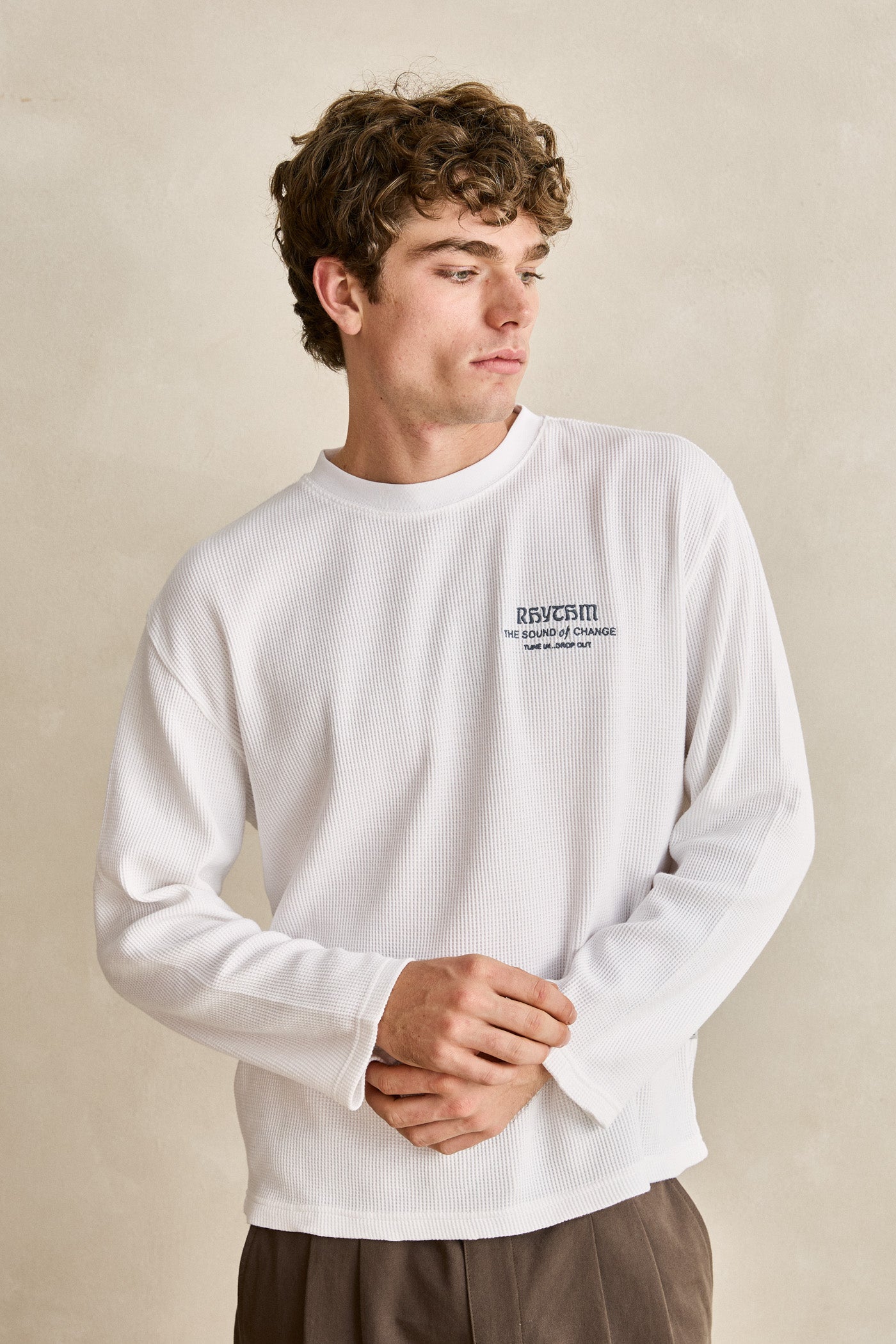 Crustacean Relaxed Waffle Ls T-Shirt Off White – Rhythm US