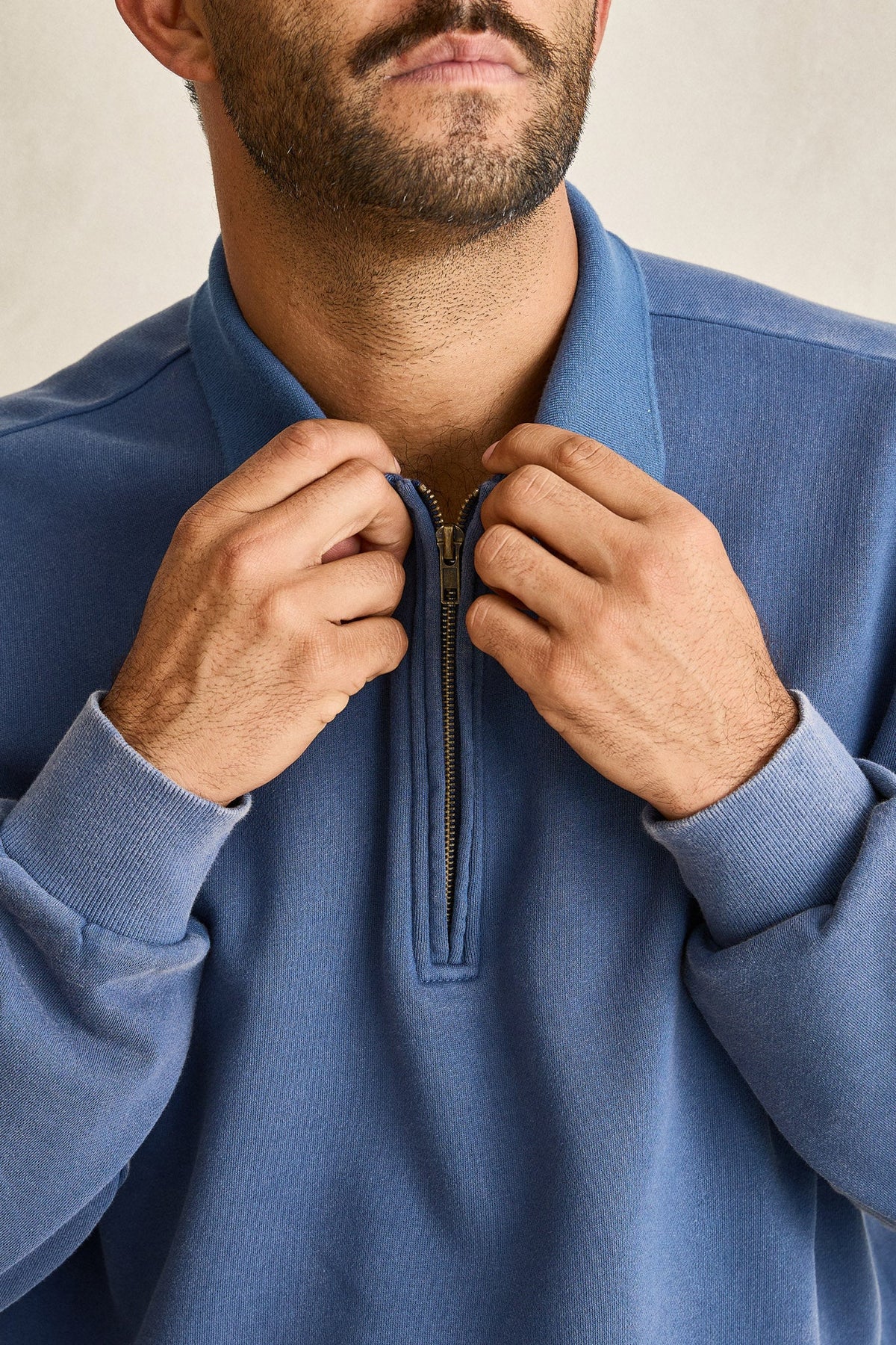Relaxed Quarter Zip Washed Terry Slate – Rhythm US