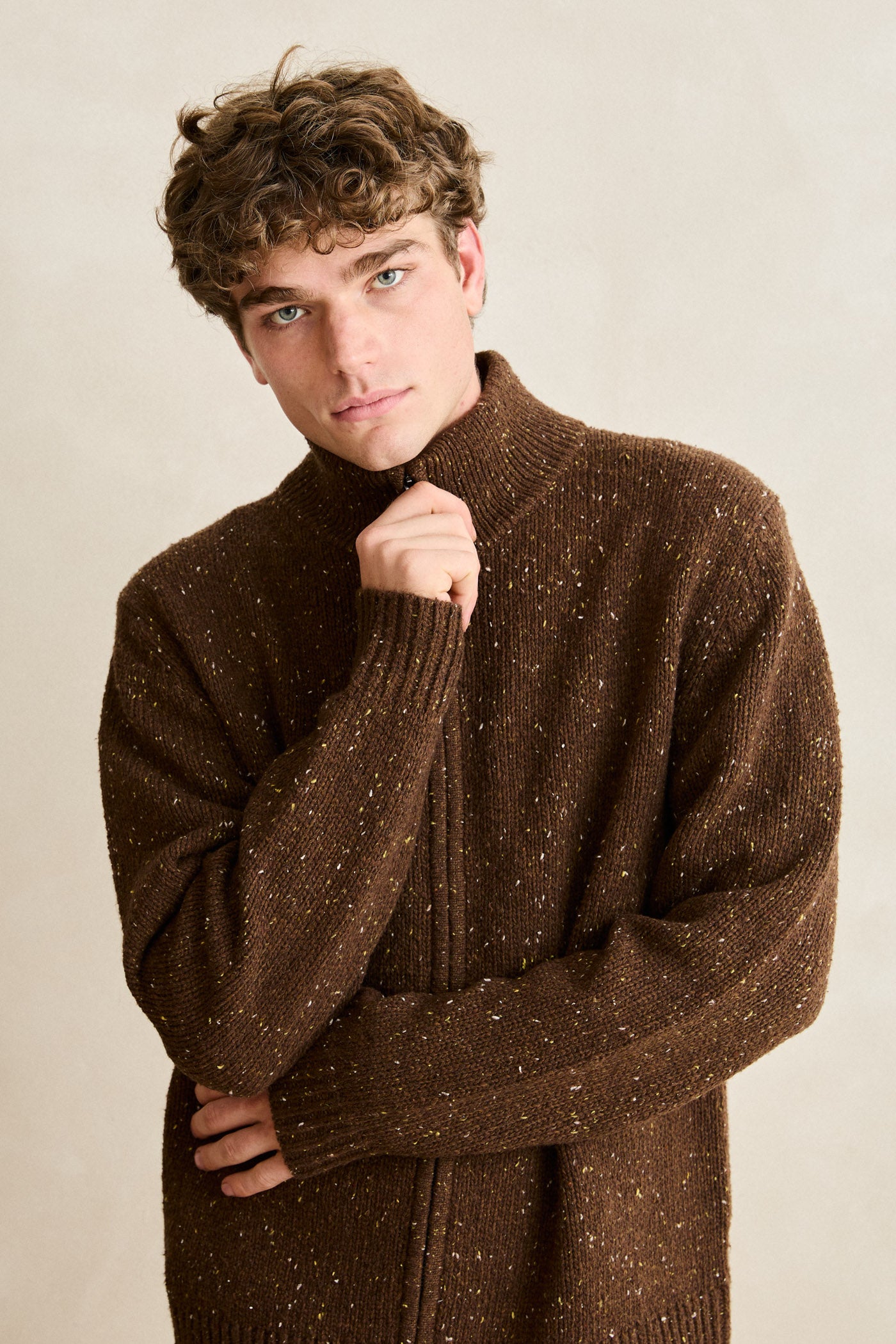 Fleck Zip Knit Tobacco – Rhythm US