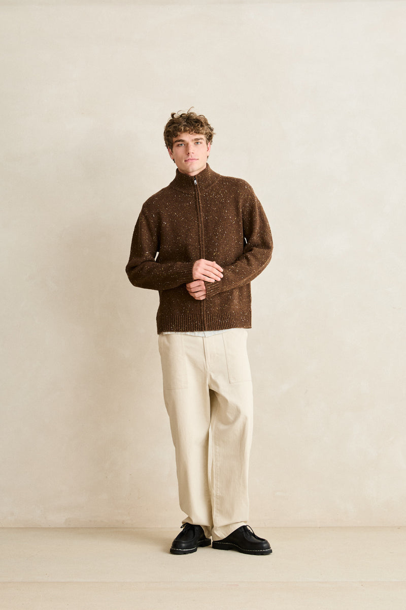 Fleck Zip Knit Tobacco – Rhythm US