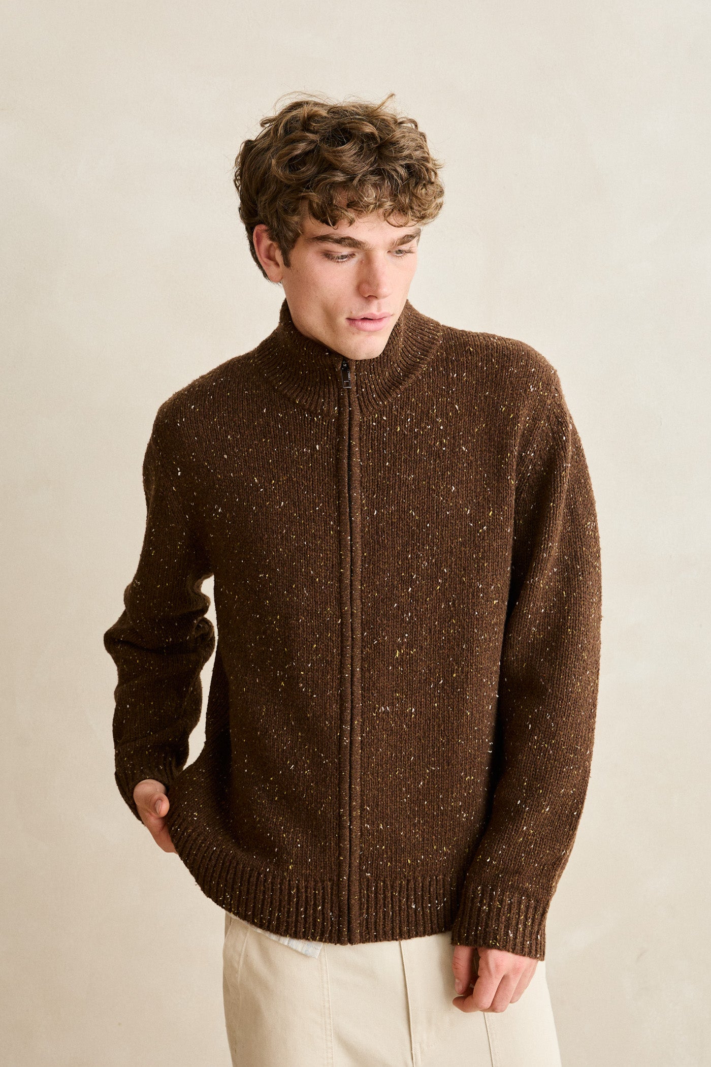 Fleck Zip Knit Tobacco – Rhythm US