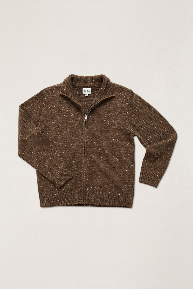 Fleck Zip Knit Tobacco – Rhythm US