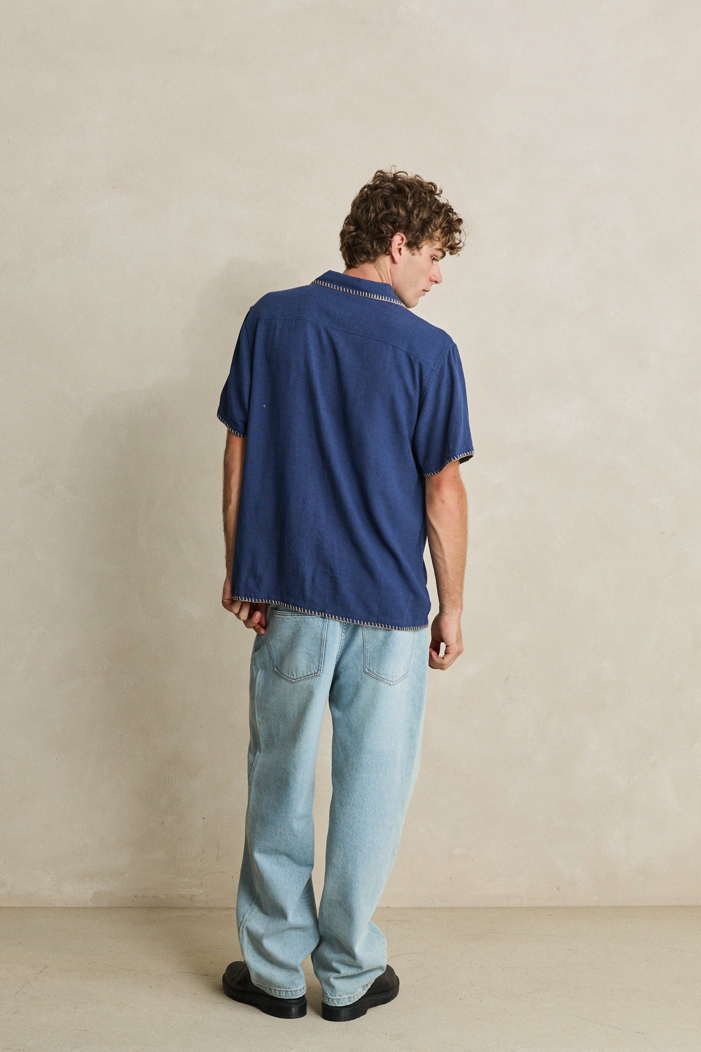 Linen Whip Stitch Ss Shirt Navy – Rhythm US