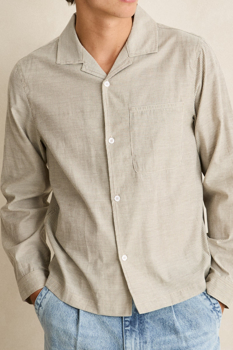 Cropped Stripe Ls Shirt Ash – Rhythm US