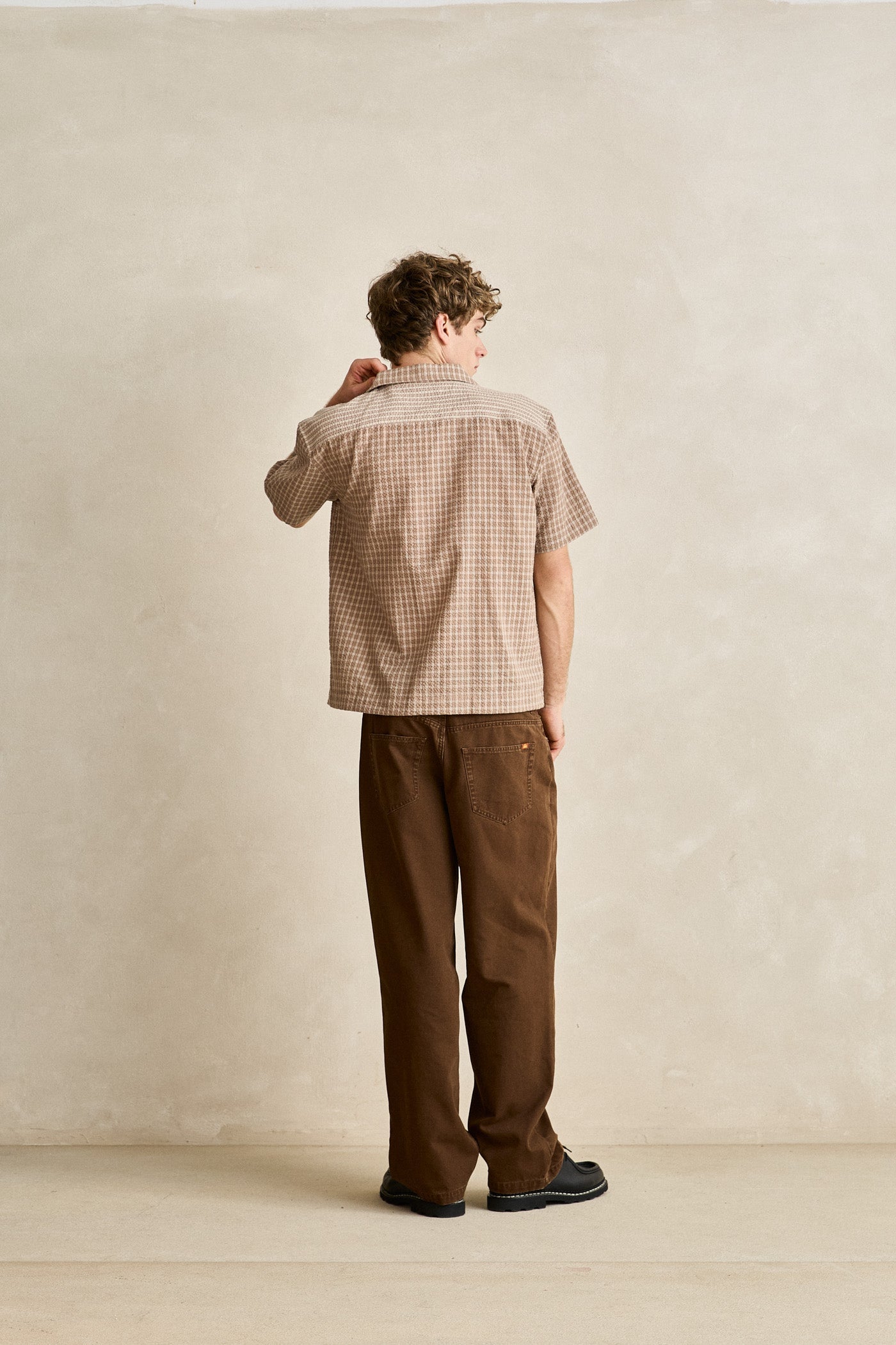 Wordmark Check Cropped Ss Shirt Beige – Rhythm US