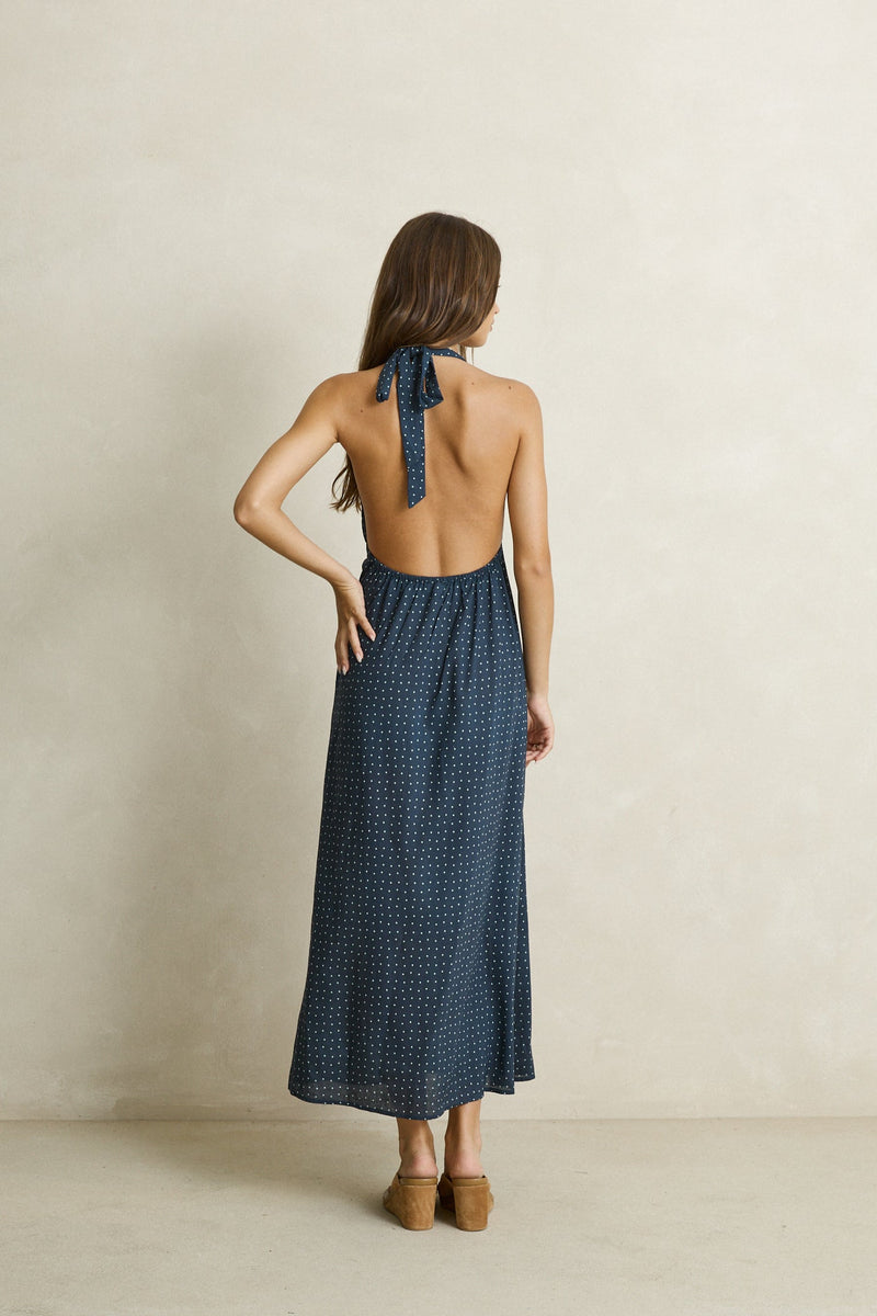 rhythm blue dress RHYTHM Maisy Halter Maxi Dress