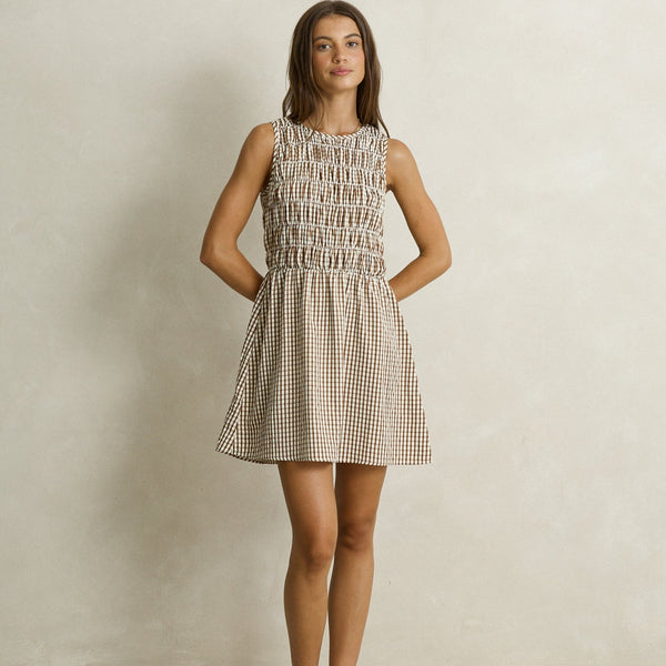 Capri Check Mini Dress Brown S