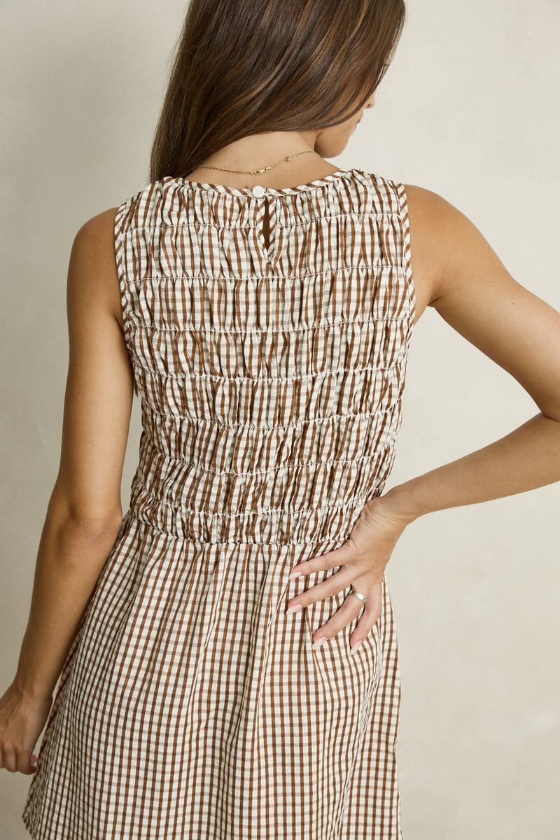 Capri Check Mini Dress Brown – Rhythm US