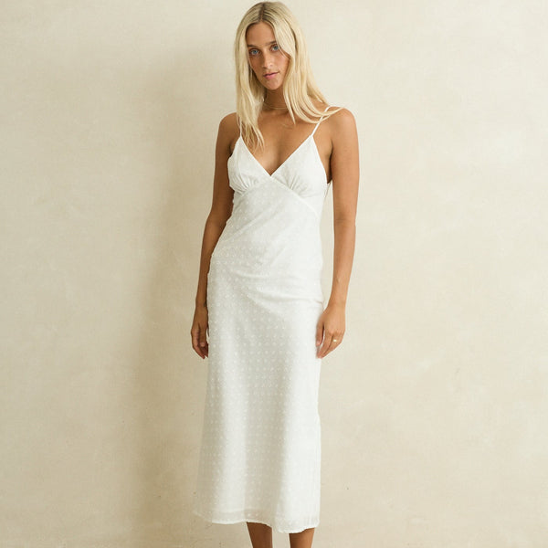 Missy Textured Dot Bias Midi Dress White XL