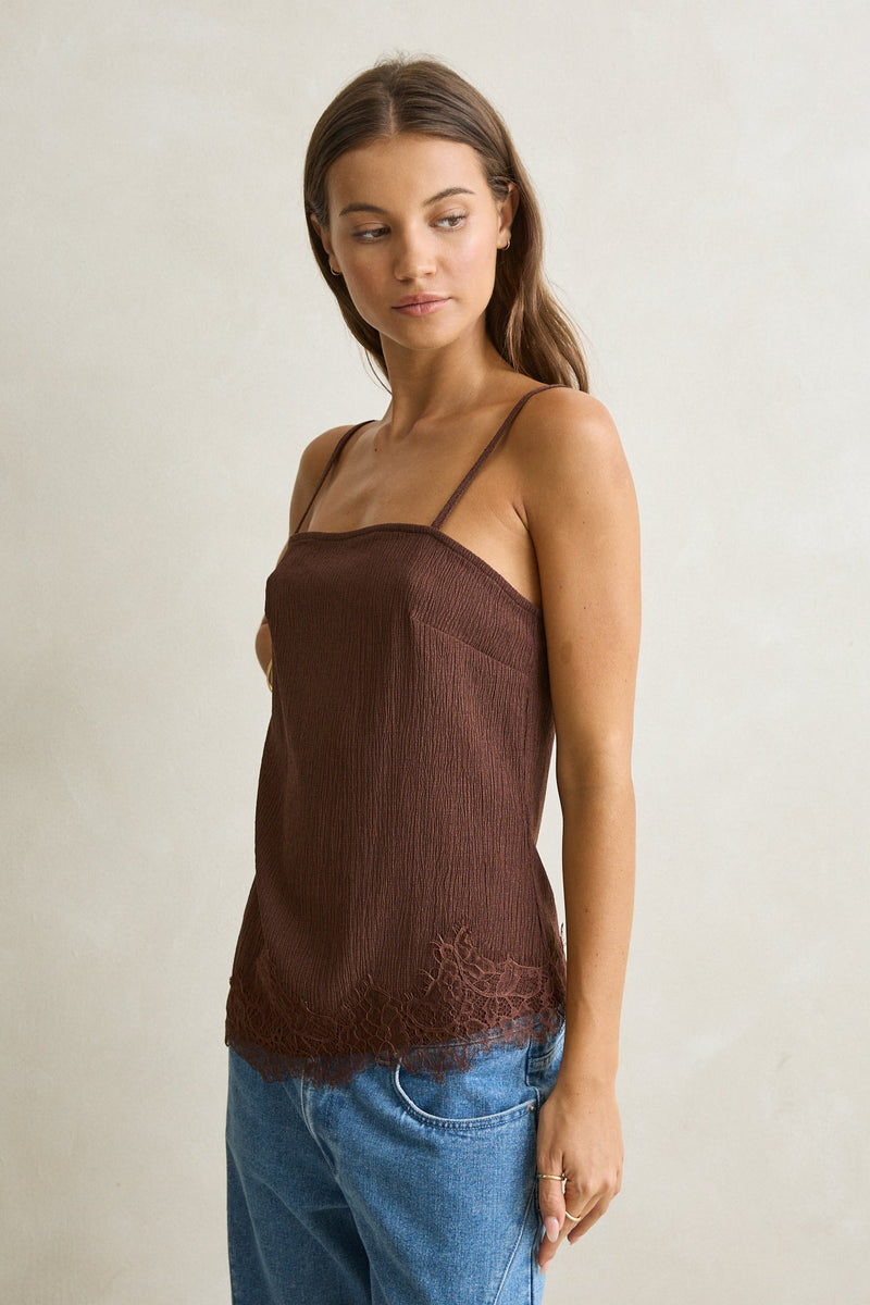 Dreamer Lace Top Chocolate – Rhythm US