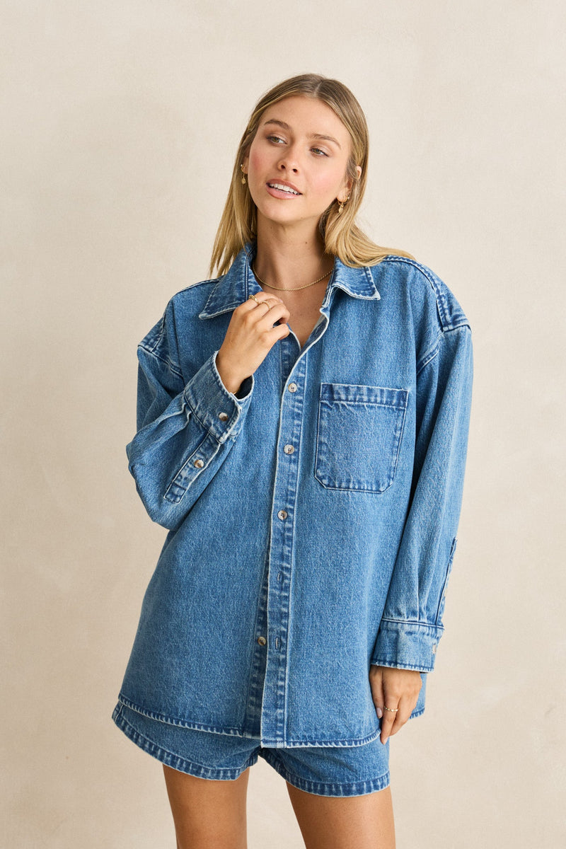 Jules Oversized Denim Shirt Denim  Rhythm US