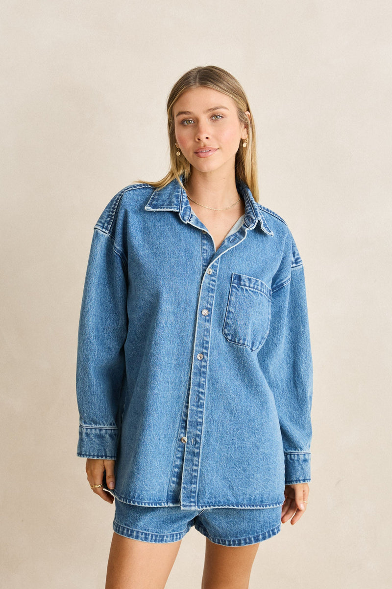 Jules Oversized Denim Shirt Denim – Rhythm US