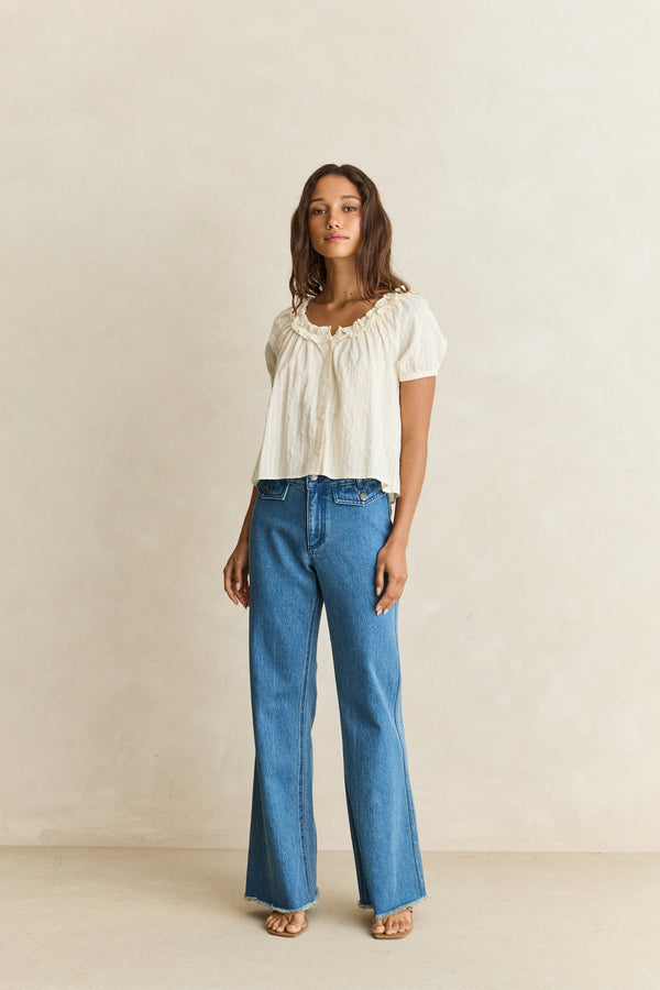 トップス Fleur frill knit tops Fleur Frill Top Cream – Rhythm US