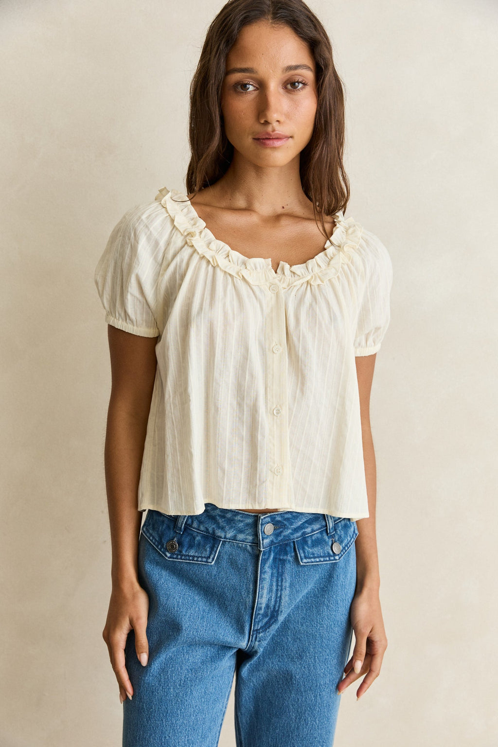 Fleur Frill Top Cream – Rhythm US