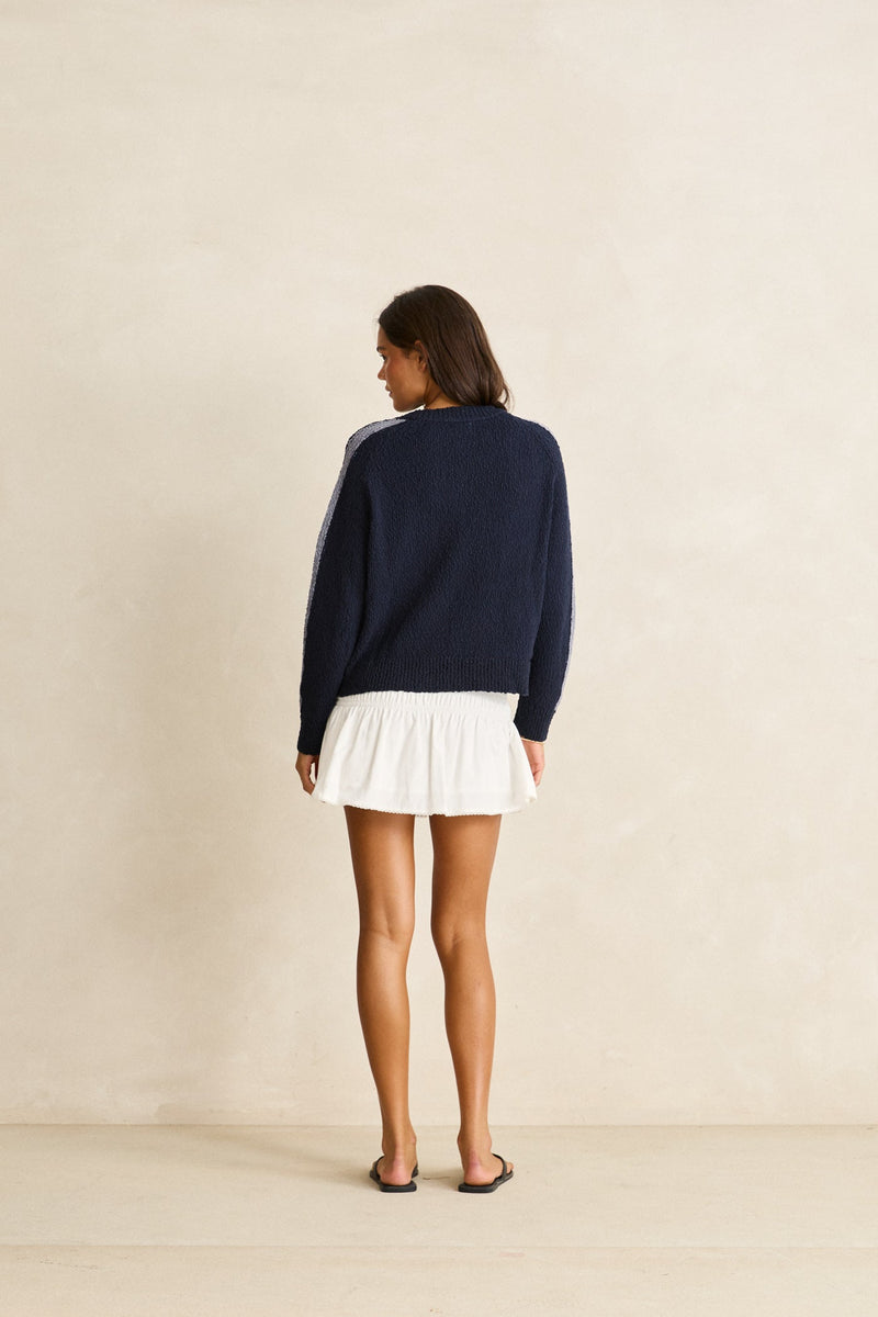 Bomber Stripe Knit Full Zip Navy – Rhythm US