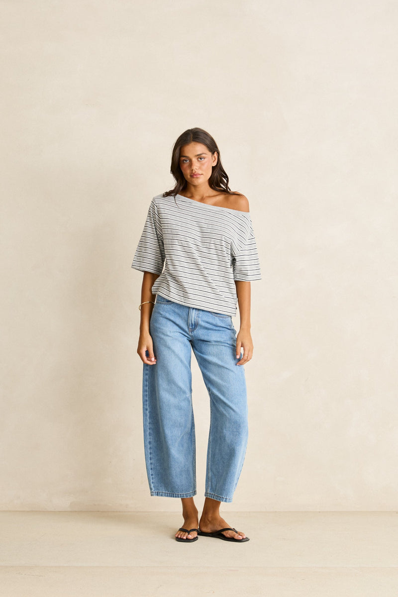 Sound Of Change Off The Shoulder T-Shirt Grey – Rhythm US