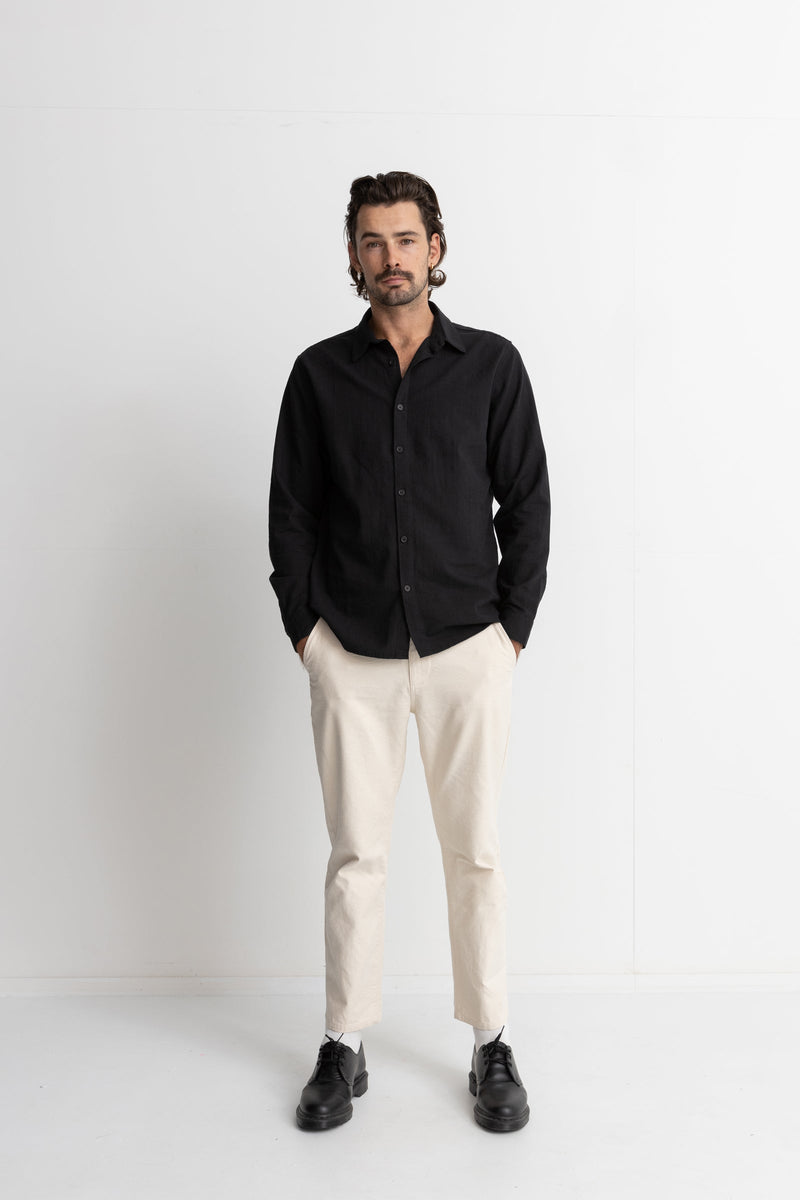 Classic Linen Ls Shirt Vintage Black