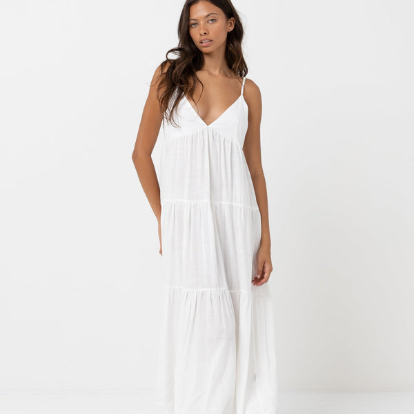 Classic Tiered Midi Dress White XXL Classic Tiered Midi Dress White XXL
