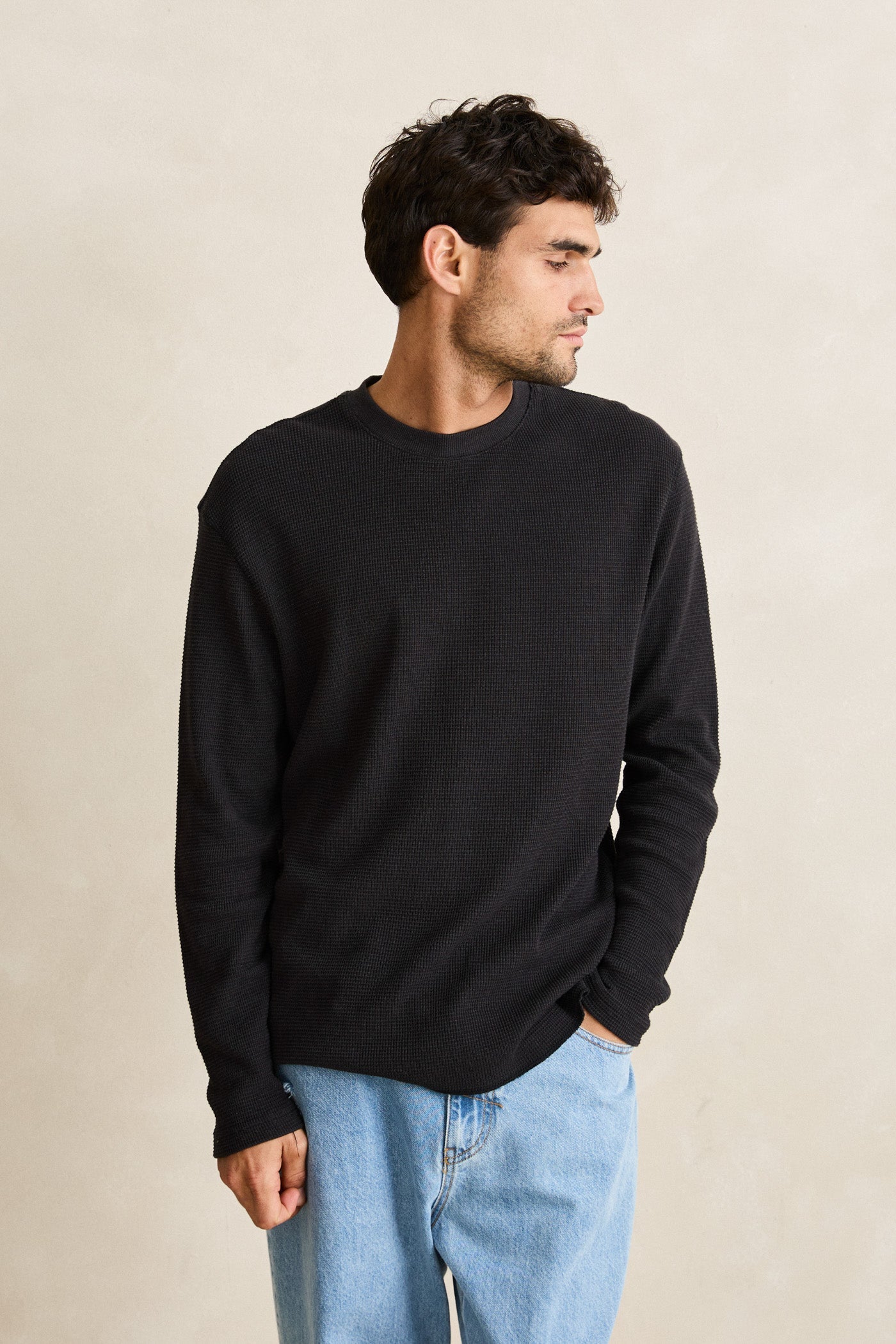 【Rosen Kreuz】VINTAGE WAFFLE KNIT 1 BLK Classic Waffle Knit Vintage Black – Rhythm US