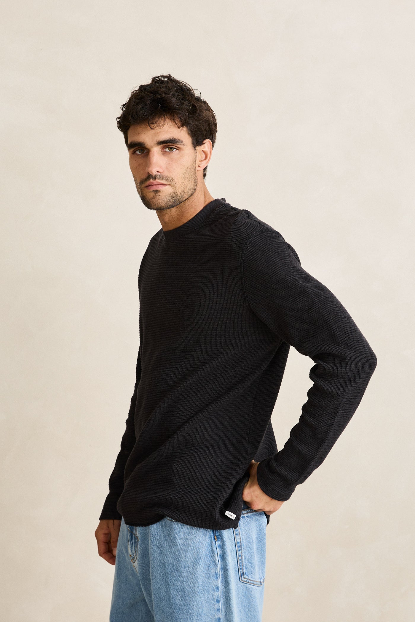 【Rosen Kreuz】VINTAGE WAFFLE KNIT 1 BLK Rosen Kreuz】VINTAGE WAFFLE KNIT | OUR BRAND,Rosen Kreuz