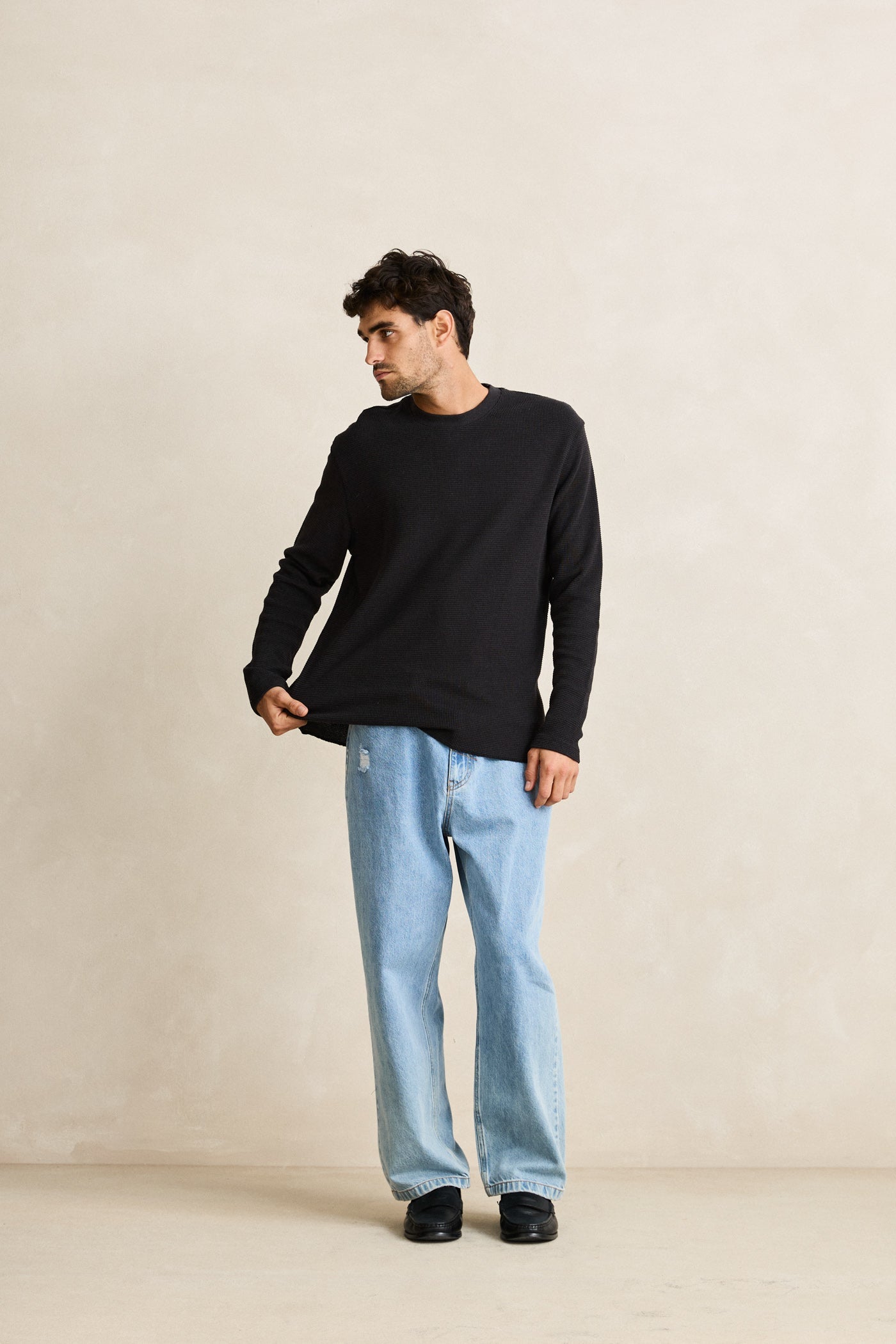 【Rosen Kreuz】VINTAGE WAFFLE KNIT 1 BLK Rosen Kreuz】VINTAGE WAFFLE KNIT 1 BLK Rosen Kreuz】VINTAGE WAFFLE