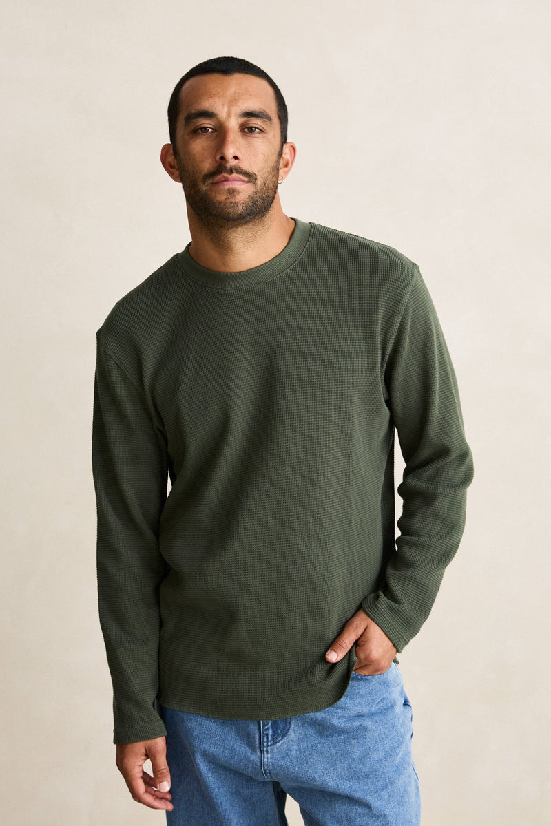 Classic Waffle Knit Forest Green
