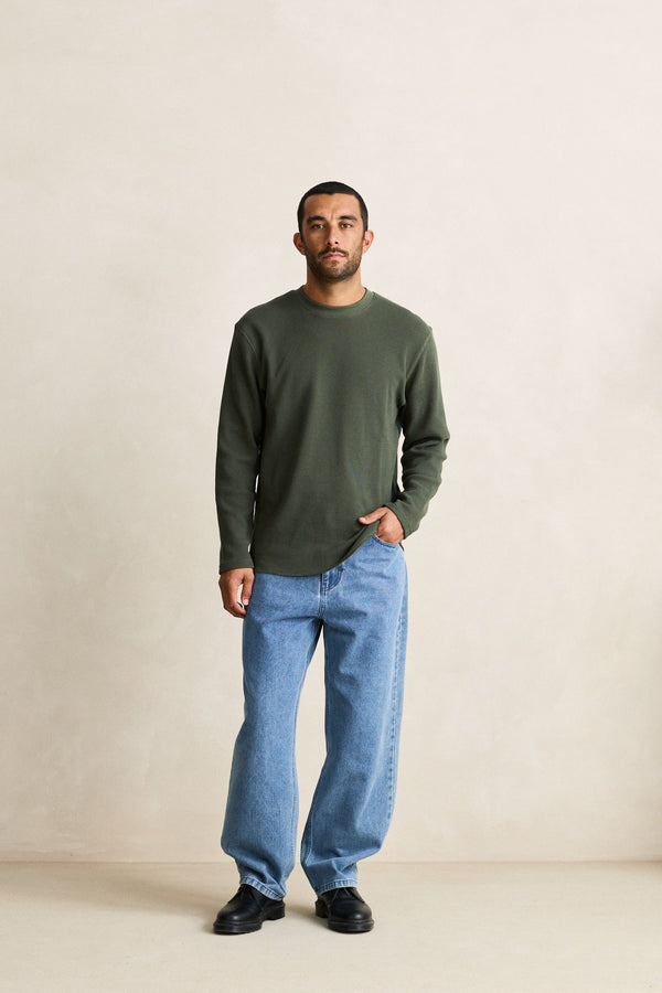 Classic Waffle Knit Forest Green