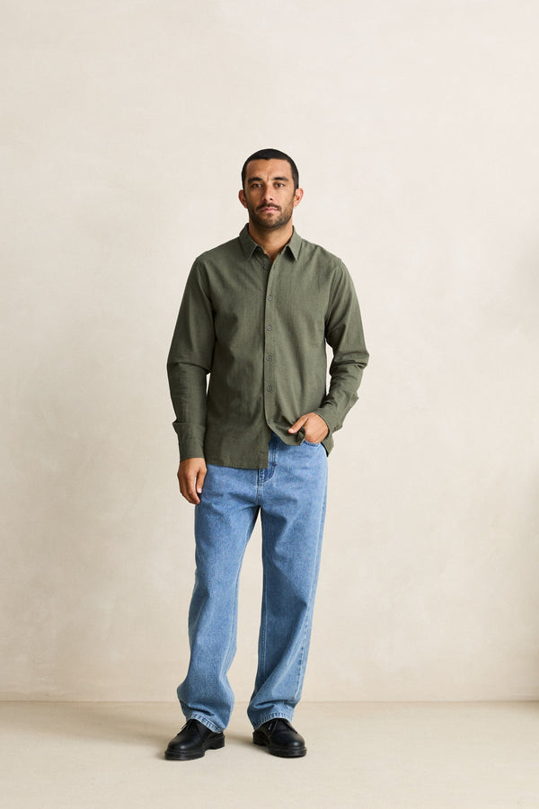 Classic Linen Ls Shirt Forest Green