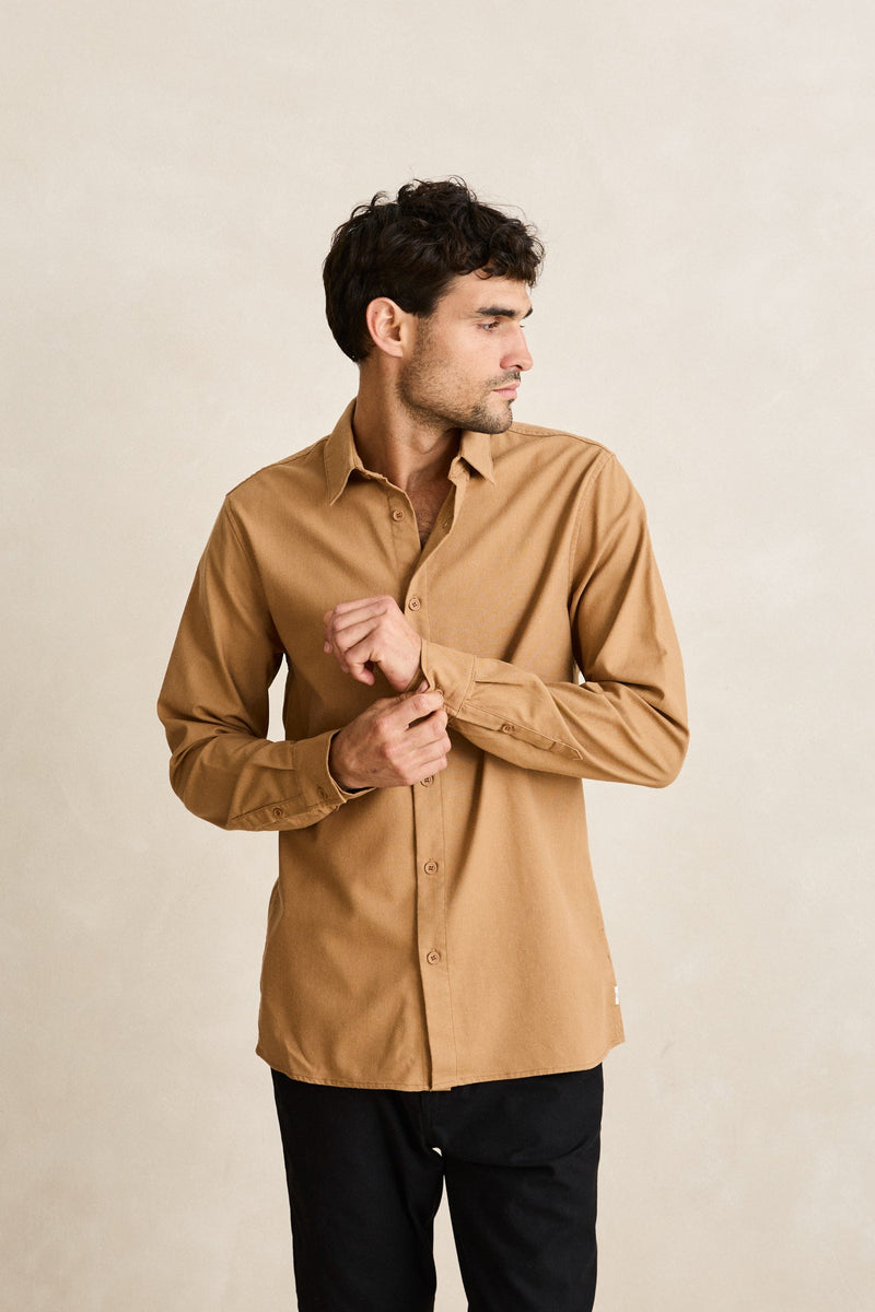 Classic Linen Ls Shirt Ochre