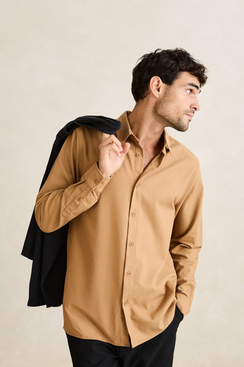 Classic Linen Ls Shirt Ochre