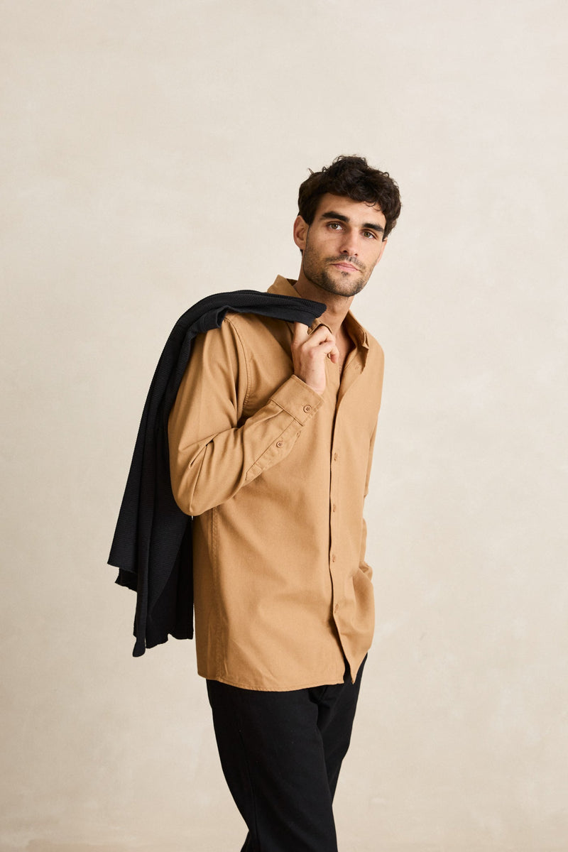 Classic Linen Ls Shirt Ochre