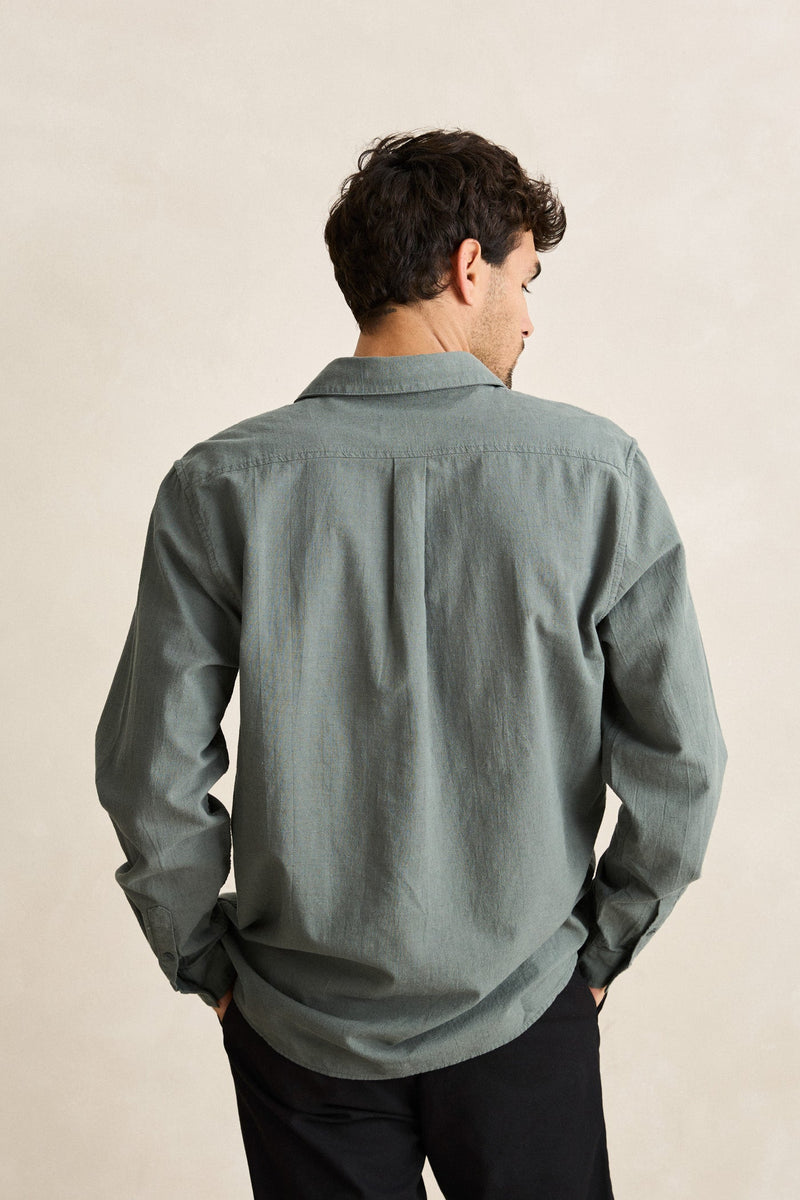 Classic Linen Ls Shirt Silver Pine