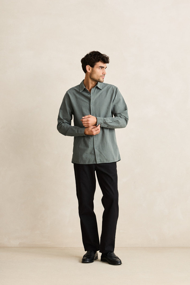 Classic Linen Ls Shirt Silver Pine