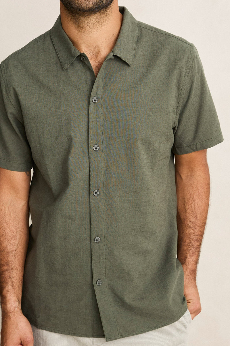 Classic Linen Ss Shirt Forest Green