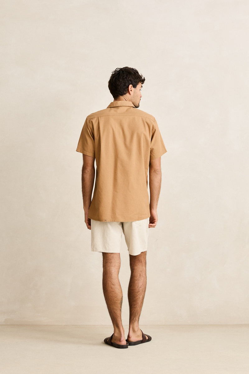 Classic Linen Ss Shirt Ochre