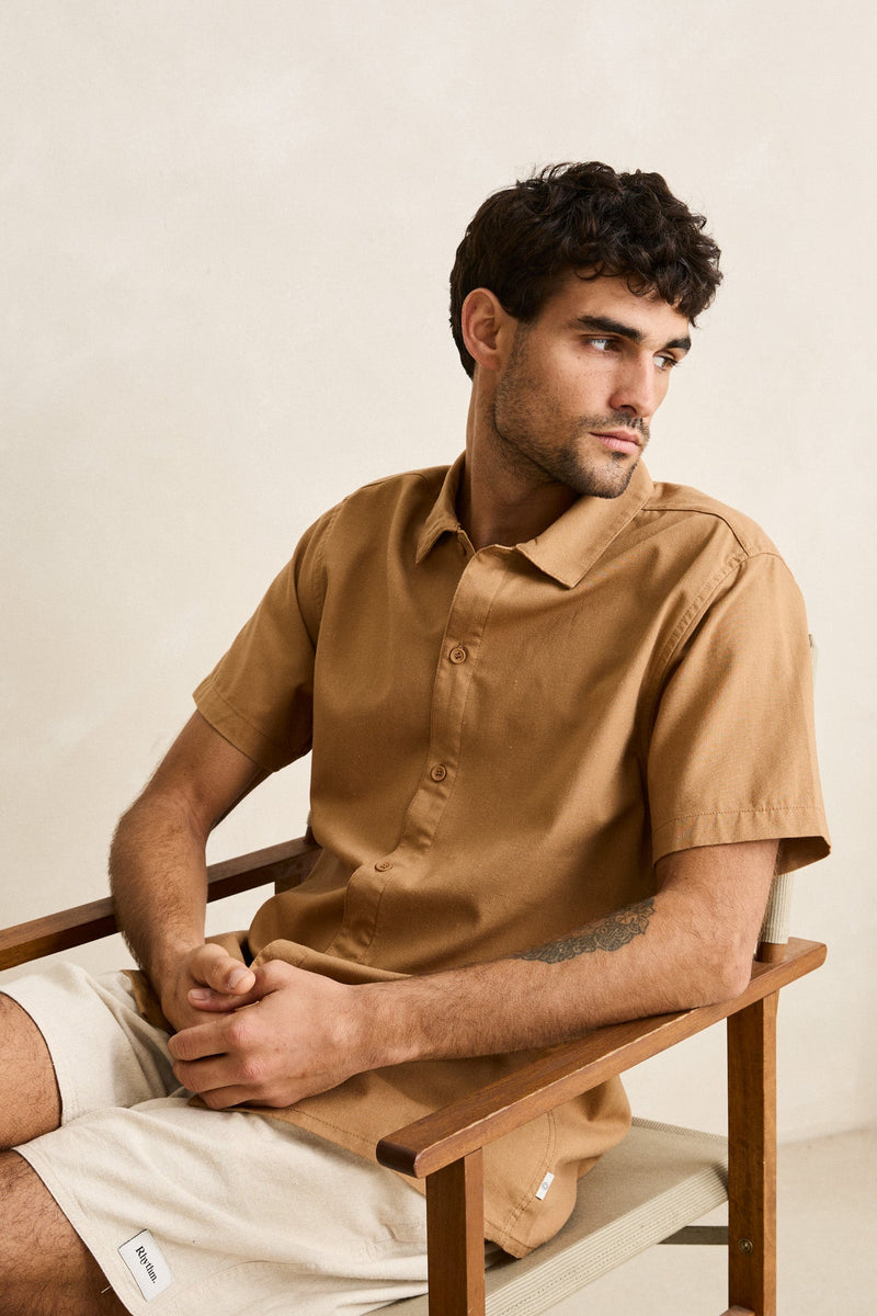 Classic Linen Ss Shirt Ochre