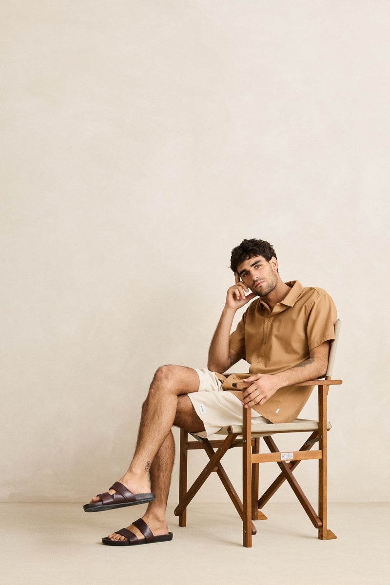 Classic Linen Ss Shirt Ochre