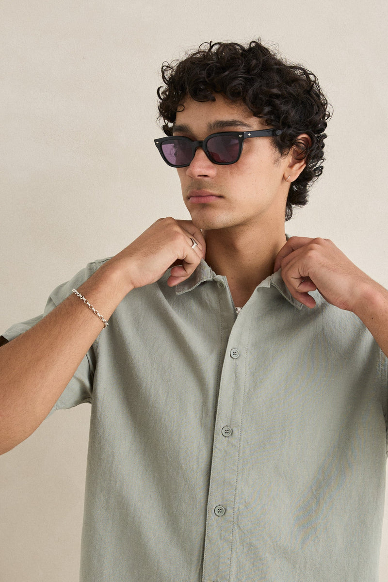 Classic Linen Ss Shirt Seafoam