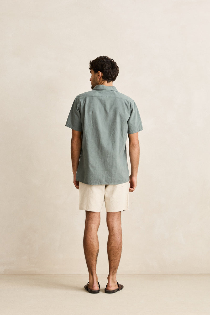 Classic Linen Ss Shirt Silver Pine