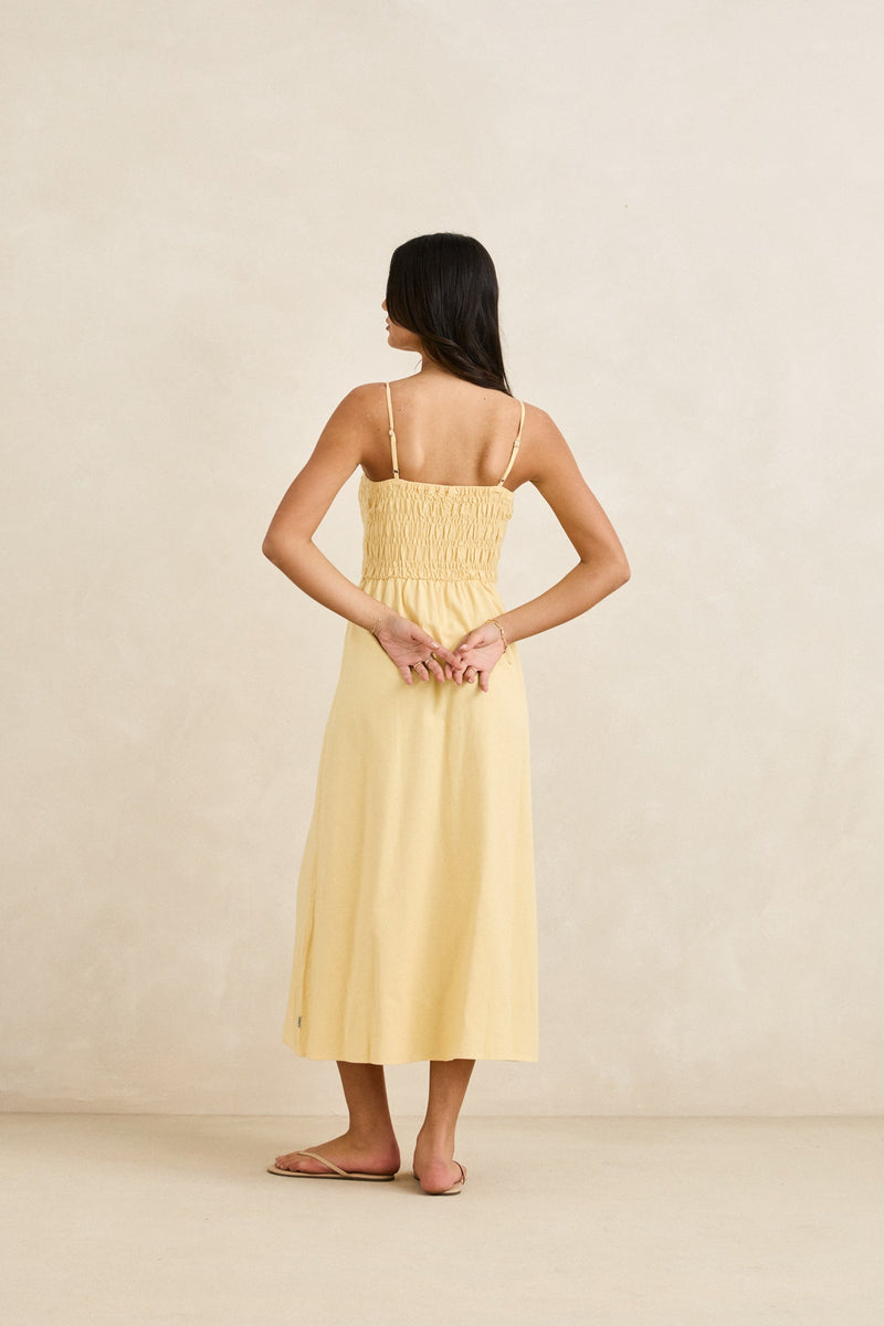 Classic Shirred Midi Dress Butter