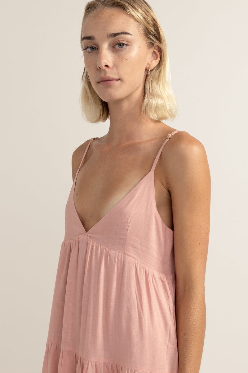 Classic Tiered Midi Dress Rose