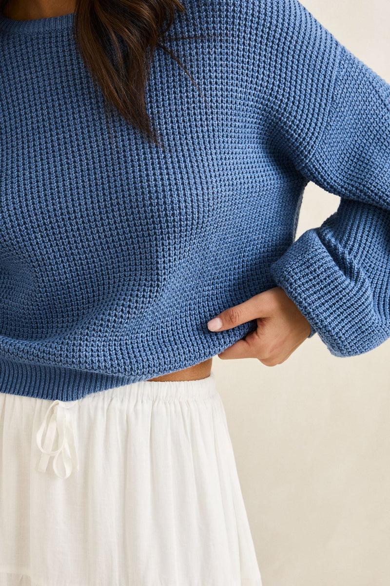 Classic Knit Jumper Steel Blue