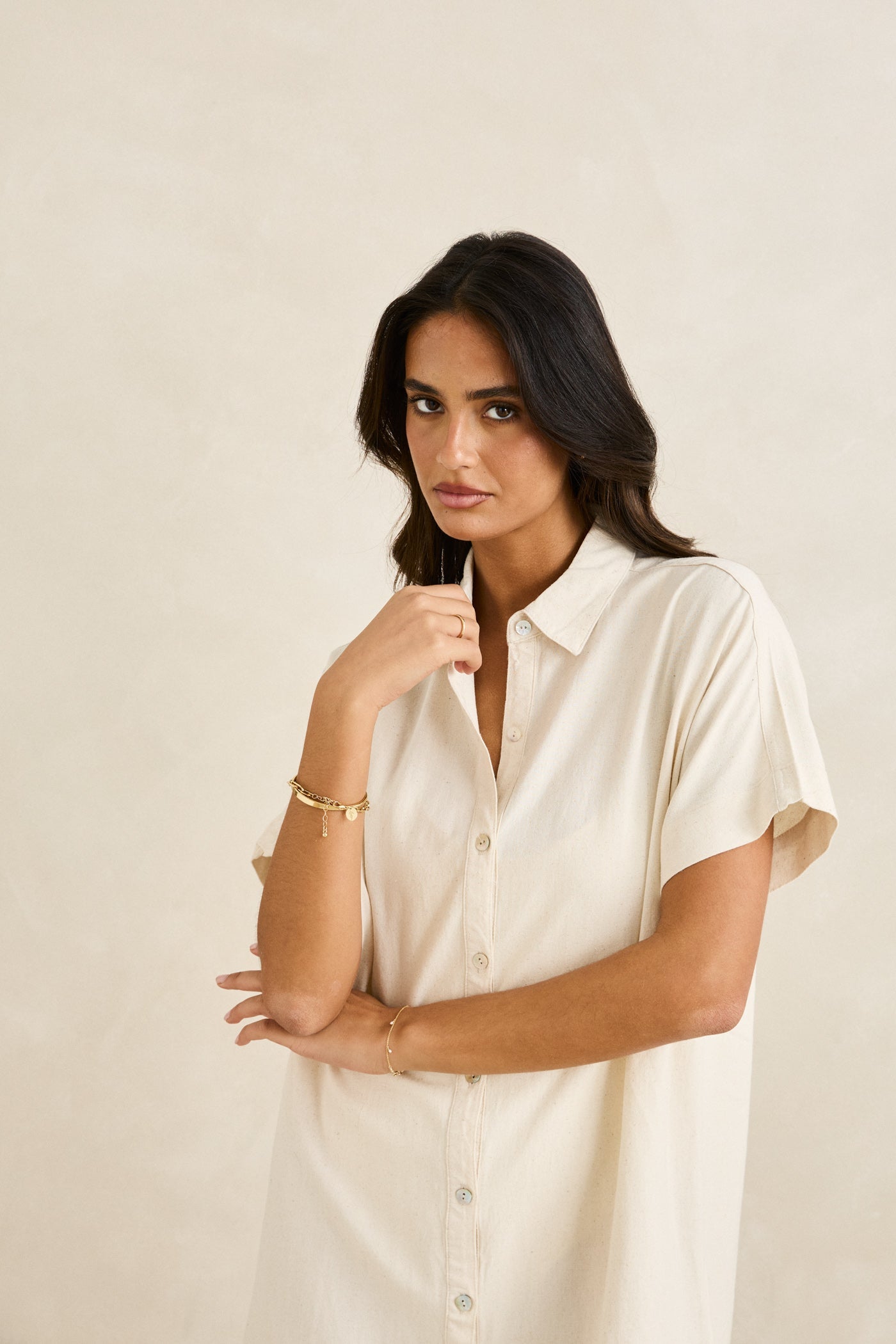 Classic Shirt Dress Oat XS
